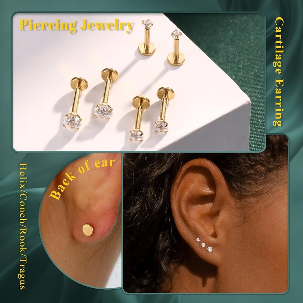 G23 Titanium Flat Back Earrings Hypoallergenic - … - image 2